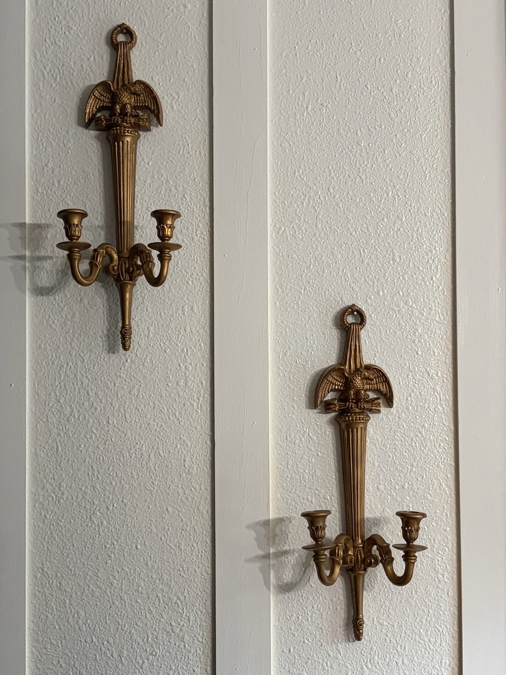 Vintage MCM Burwood Eagle Candler Holders Wall Sconces Set of 2